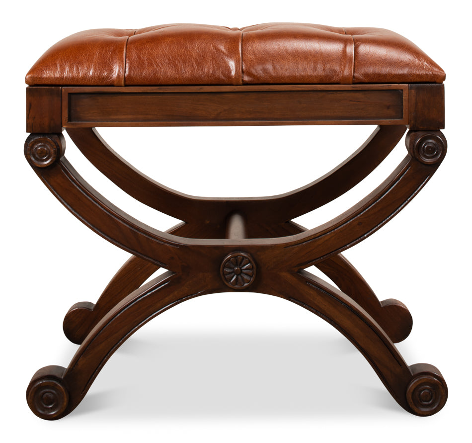 Empire Stool W/Leather by Sarreid Ltd - view 9
