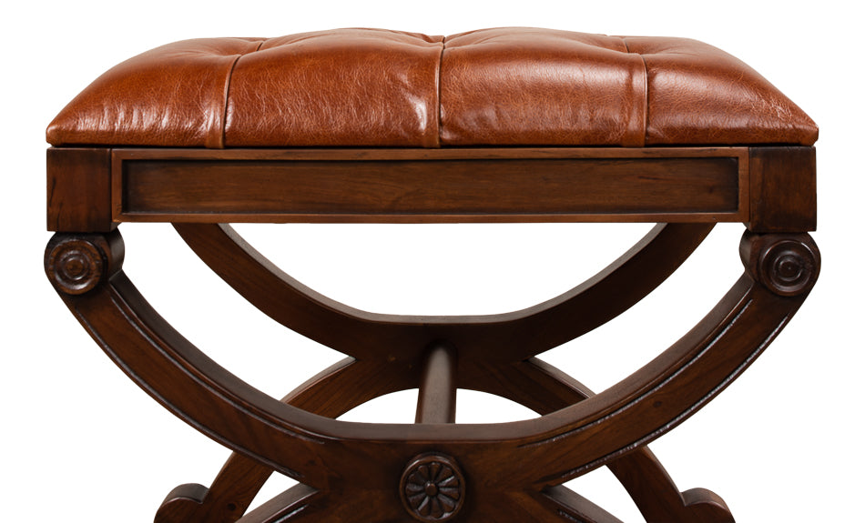 Empire Stool W/Leather by Sarreid Ltd - view 10