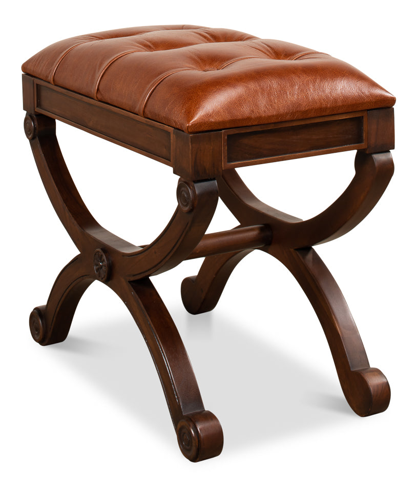 Empire Stool W/Leather by Sarreid Ltd - view 3