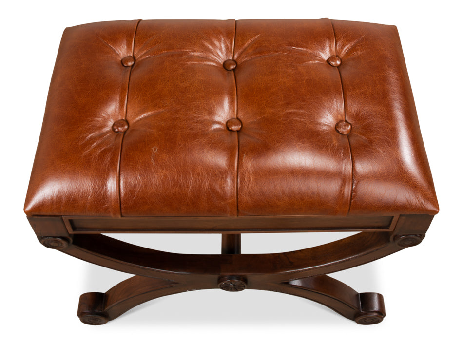 Empire Stool W/Leather by Sarreid Ltd - view 5