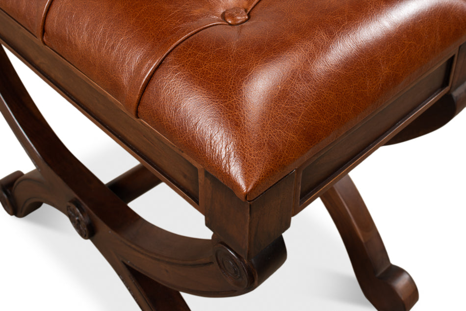 Empire Stool W/Leather by Sarreid Ltd - view 7