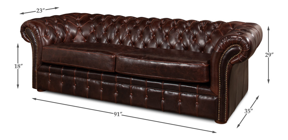 Piccadilly Sofa, Club Leather by Sarreid Ltd - view 6