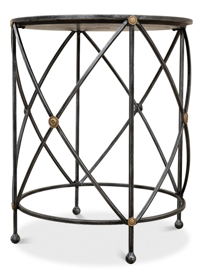 Drum & Fife Lamp Table, Aged Wht Marble by Sarreid Ltd - view 8