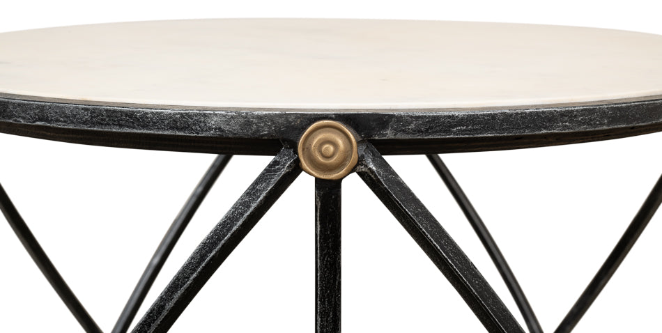 Drum & Fife Lamp Table, Aged Wht Marble by Sarreid Ltd - view 9