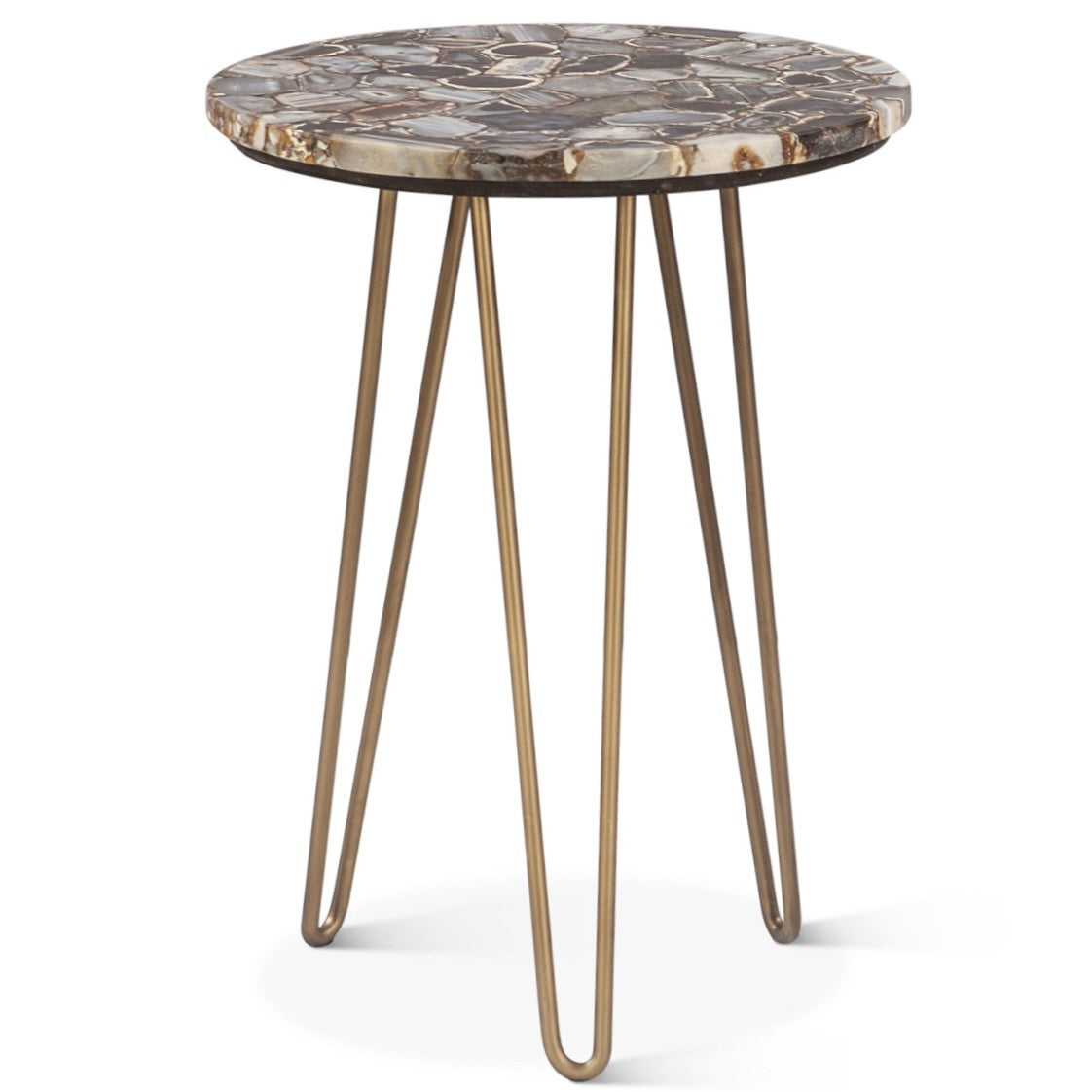 Calico 17" Side Table in Stone Agate with Iron Base