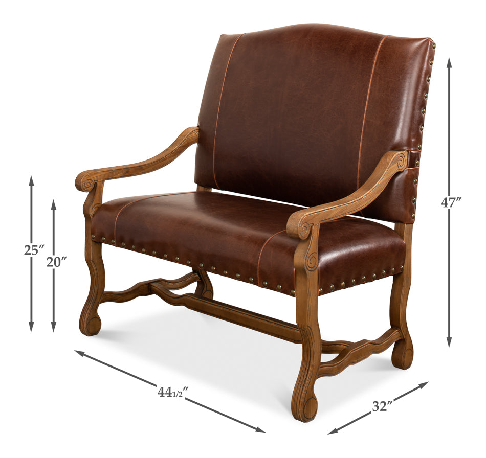 Italian Leather Settee by Sarreid Ltd - view 6