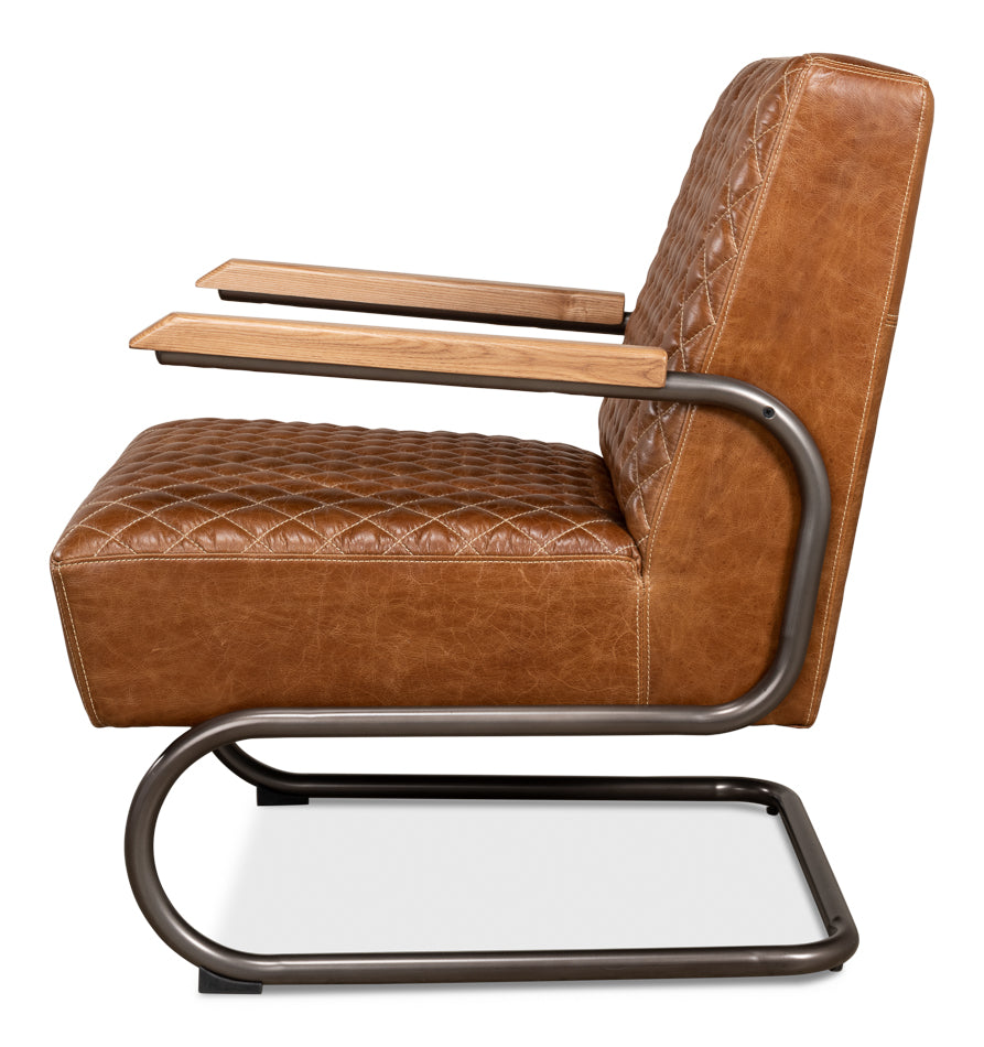 Beverly Hills Chair, Cuba Brown Leather by Sarreid Ltd - view 3