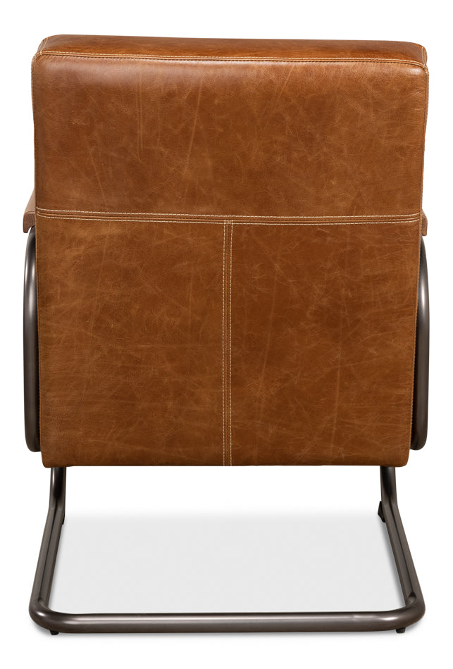 Beverly Hills Chair, Cuba Brown Leather by Sarreid Ltd - view 4