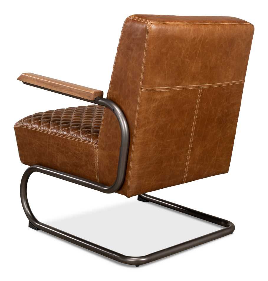 Beverly Hills Chair, Cuba Brown Leather by Sarreid Ltd - view 6