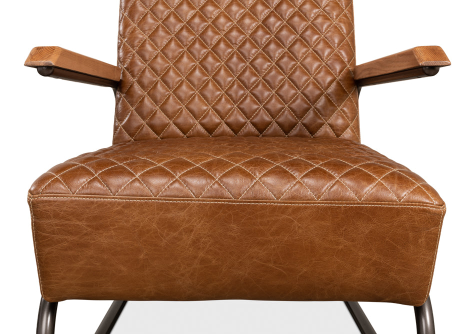 Beverly Hills Chair, Cuba Brown Leather by Sarreid Ltd - view 7