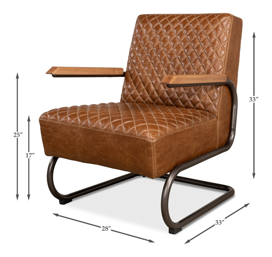 Beverly Hills Chair, Cuba Brown Leather by Sarreid Ltd - view 5