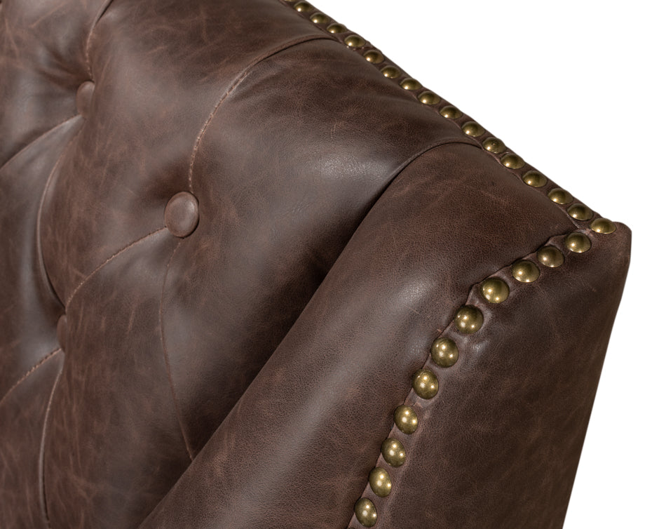Brooks Leather Tufted 2 Seat Sofa by Sarreid Ltd - view 9