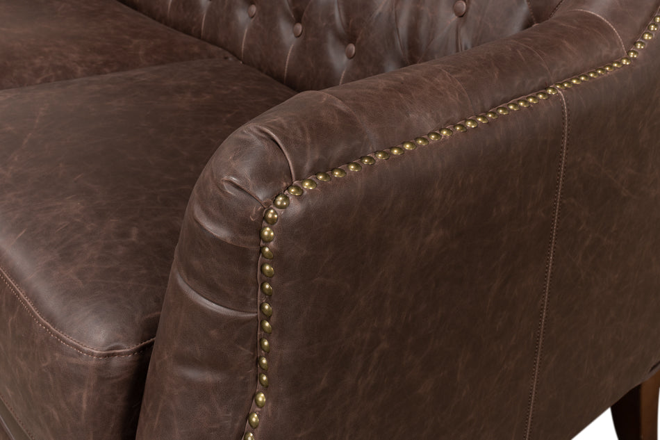 Brooks Leather Tufted 2 Seat Sofa by Sarreid Ltd - view 10