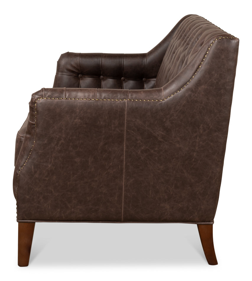 Brooks Leather Tufted 2 Seat Sofa by Sarreid Ltd - view 3