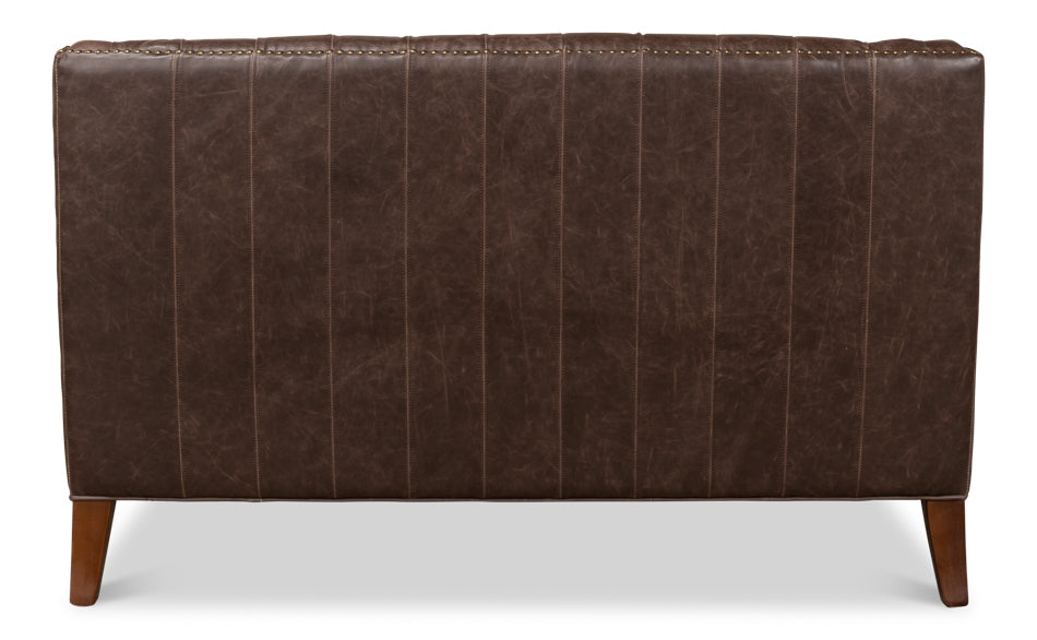 Brooks Leather Tufted 2 Seat Sofa by Sarreid Ltd - view 4