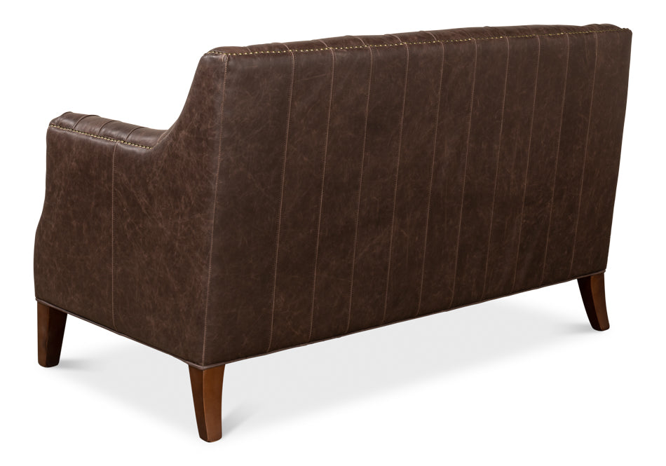 Brooks Leather Tufted 2 Seat Sofa by Sarreid Ltd - view 6