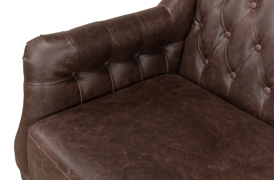 Brooks Leather Tufted 2 Seat Sofa by Sarreid Ltd - view 7