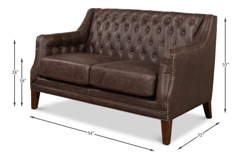 Brooks Leather Tufted 2 Seat Sofa by Sarreid Ltd - view 5