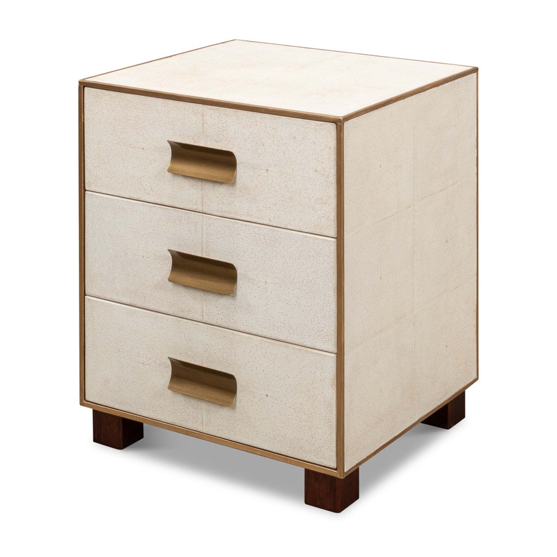 Shagreen 3 Drawer Side Table,Osprey Wht by Sarreid Ltd