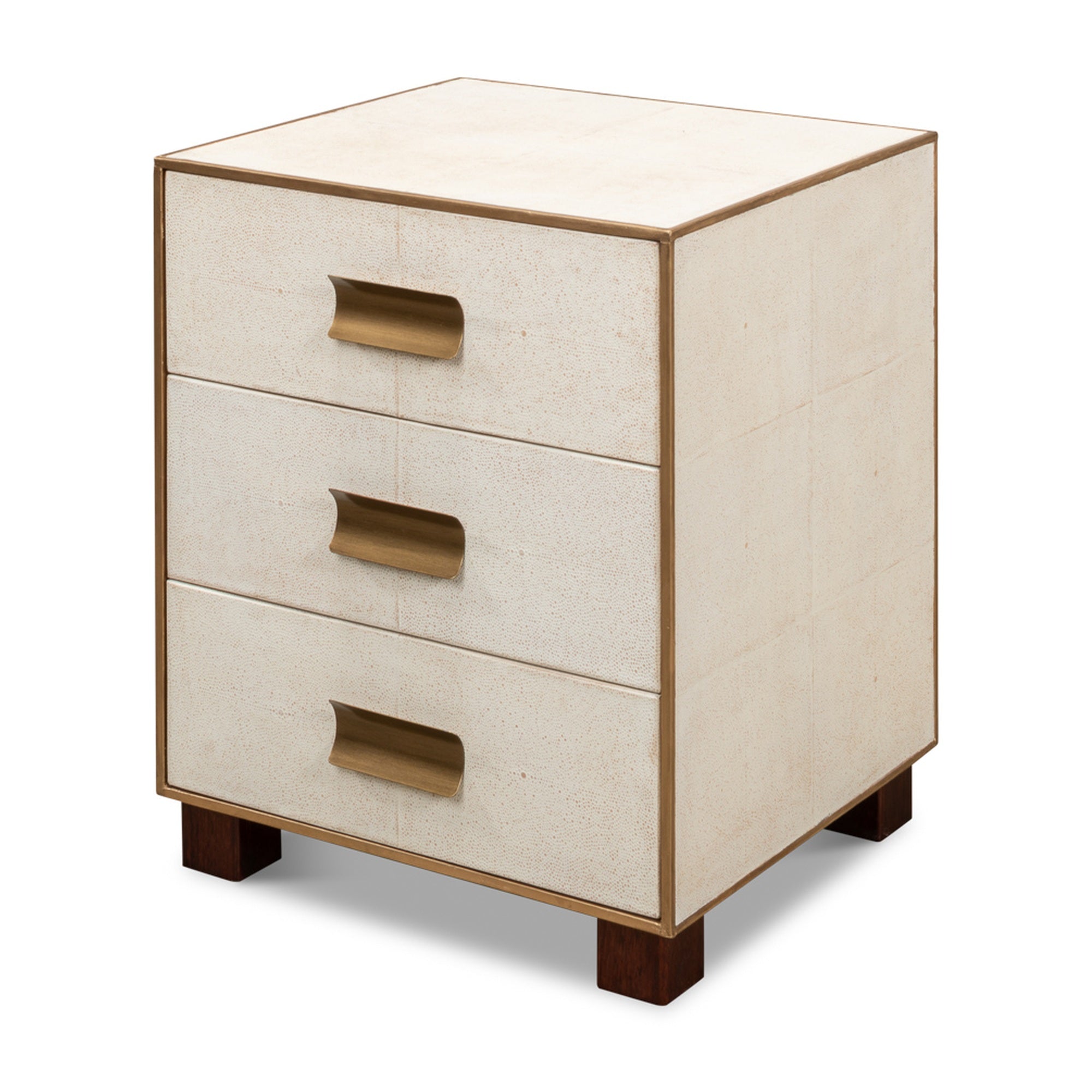 Shagreen 3 Drawer Side Table,Osprey Wht by Sarreid Ltd
