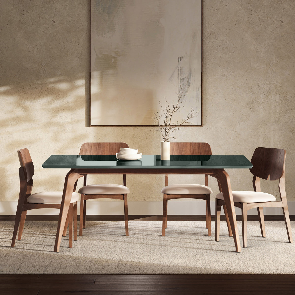 Giane Glass Top Dining Table Floresta, Nogal, 71" by Urbia - detail 5