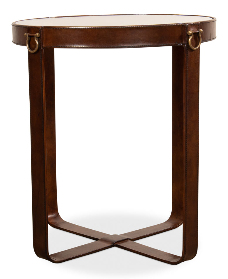 Leather Harness Table by Sarreid Ltd - view 2