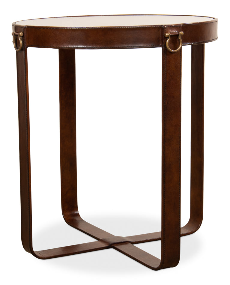 Leather Harness Table by Sarreid Ltd - view 3