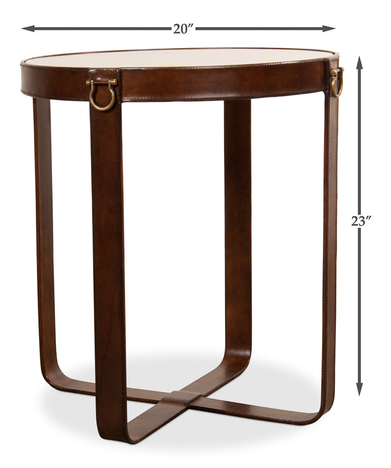 Leather Harness Table by Sarreid Ltd - view 6
