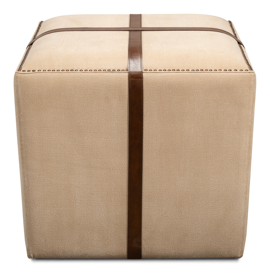 Strap Canvas & Leather Stool by Sarreid Ltd - view 2