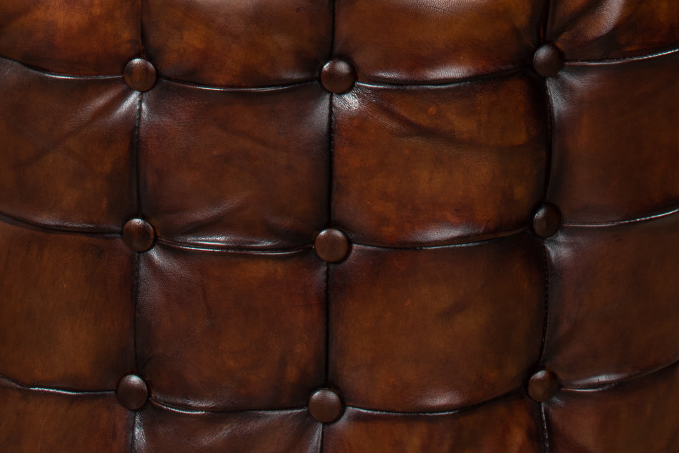 Leather Tufted Ottoman by Sarreid Ltd - view 4