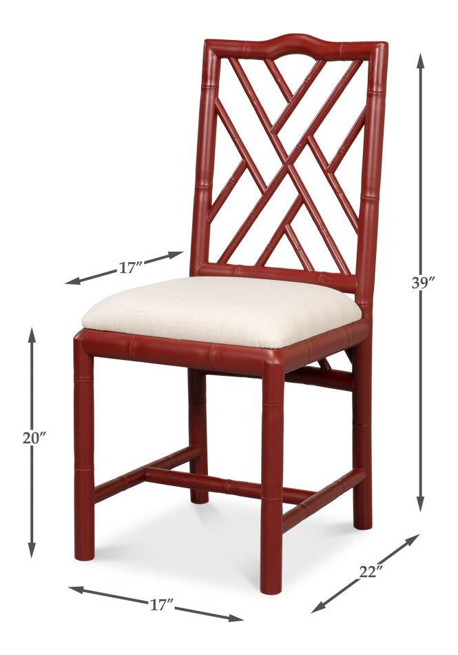 Brighton Bamboo Side Chair, Red by Sarreid Ltd - view 6
