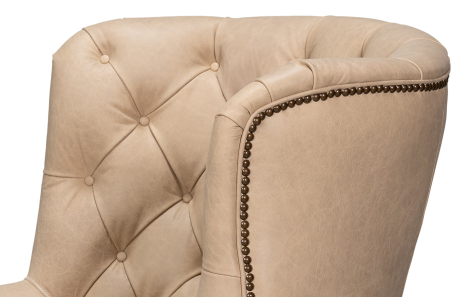 Welsh Cappuccino Leather Chair by Sarreid Ltd - view 7