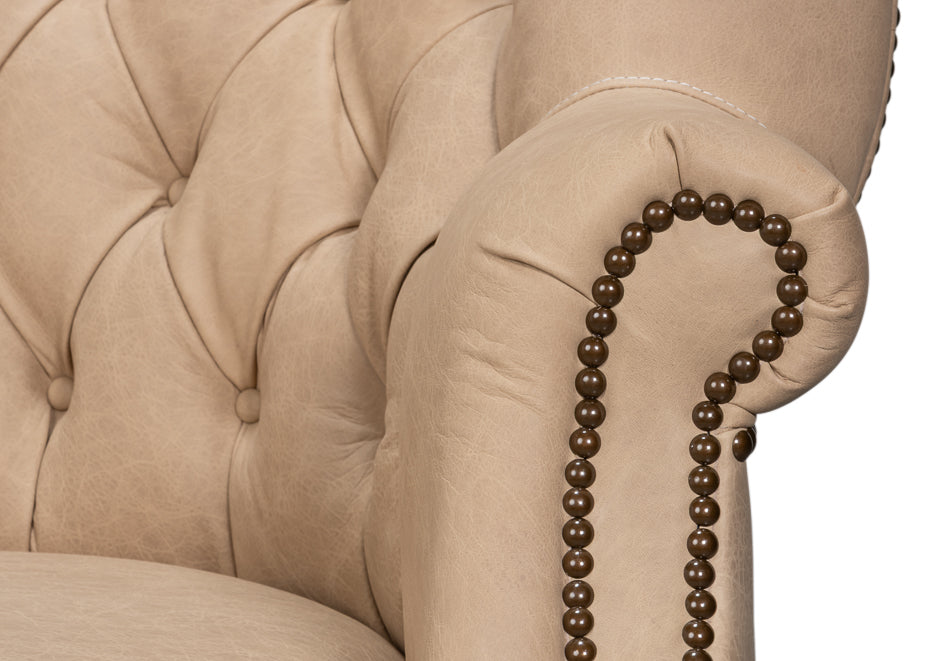 Welsh Cappuccino Leather Chair by Sarreid Ltd - view 8