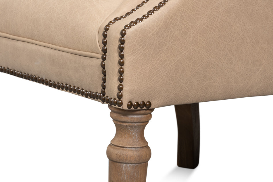 Welsh Cappuccino Leather Chair by Sarreid Ltd - view 9