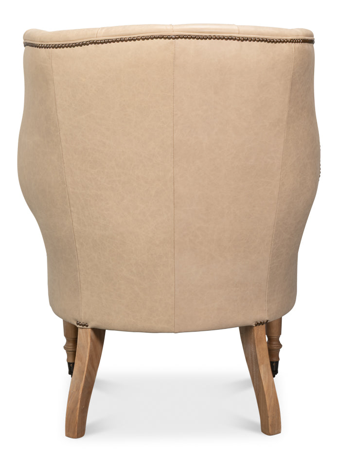 Welsh Cappuccino Leather Chair by Sarreid Ltd - view 4