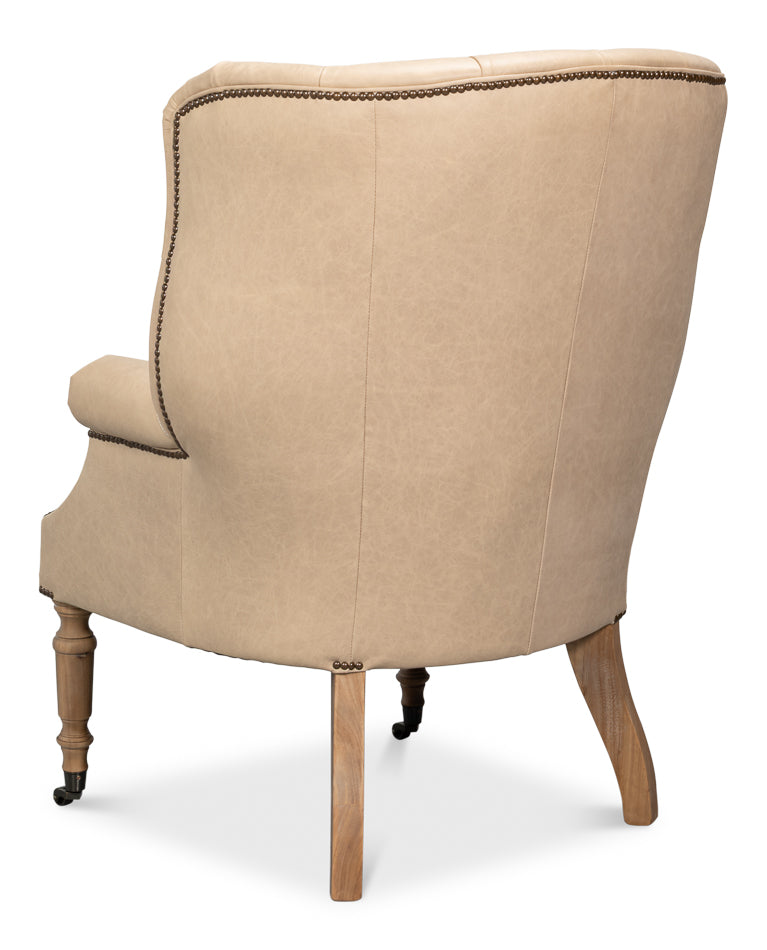 Welsh Cappuccino Leather Chair by Sarreid Ltd - view 5