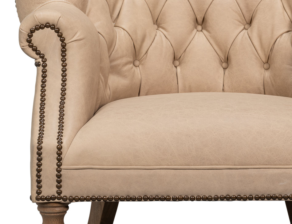 Welsh Cappuccino Leather Chair by Sarreid Ltd - view 6