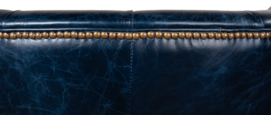 Welsh Blue Leather Chair by Sarreid Ltd - view 8