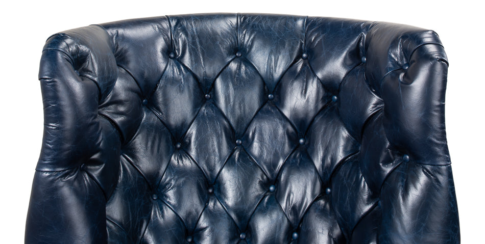 Welsh Blue Leather Chair by Sarreid Ltd - view 10