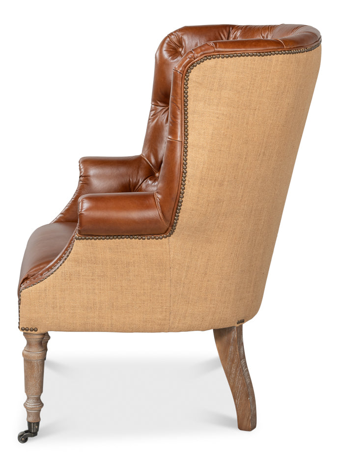 Welsh Leather & Jute Chair by Sarreid Ltd - view 3