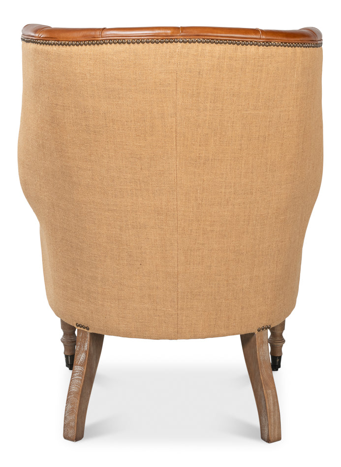 Welsh Leather & Jute Chair by Sarreid Ltd - view 4