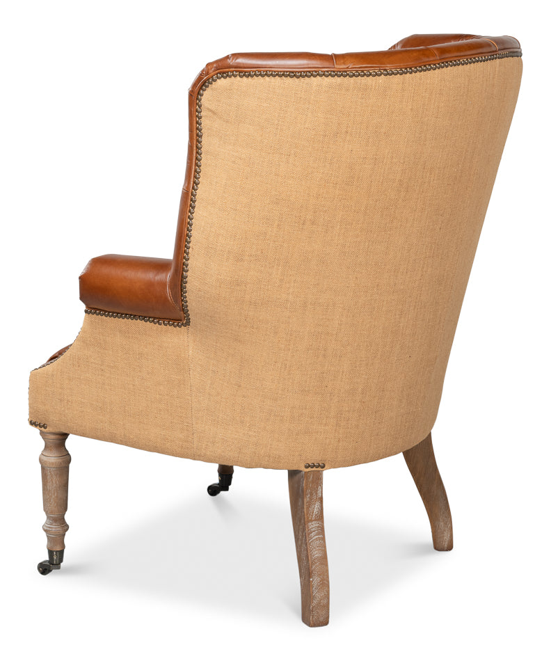 Welsh Leather & Jute Chair by Sarreid Ltd - view 5