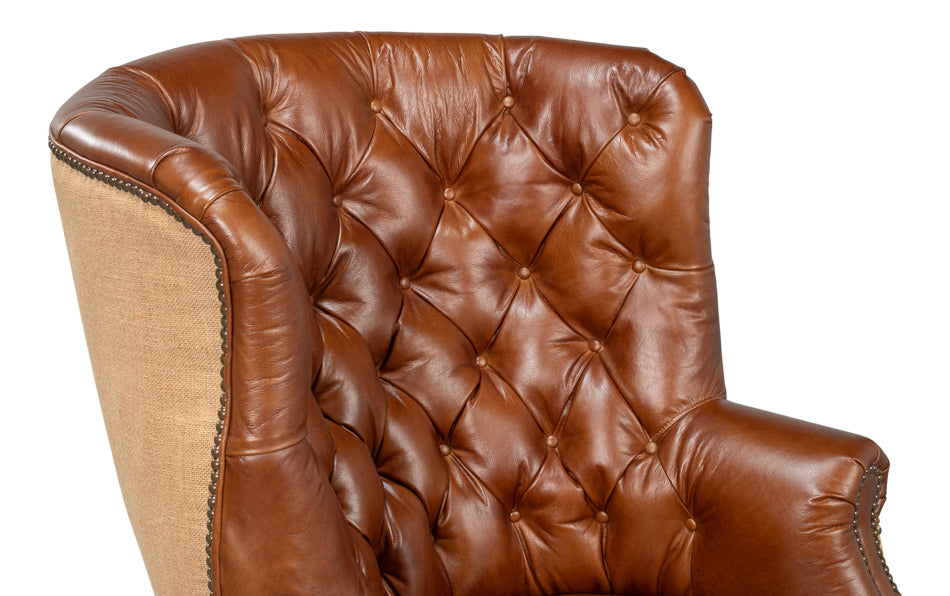 Welsh Leather & Jute Chair by Sarreid Ltd - view 7
