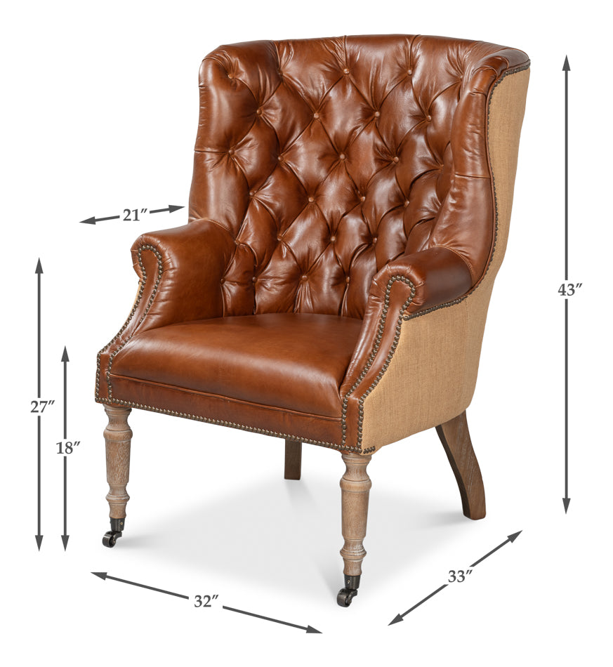 Welsh Leather & Jute Chair by Sarreid Ltd - view 6