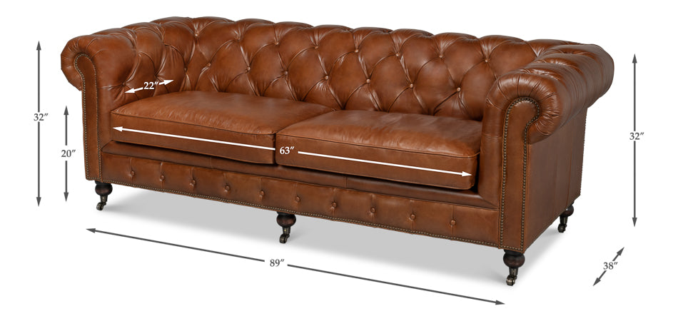 Castered Chesterfield Sofa by Sarreid Ltd - view 5