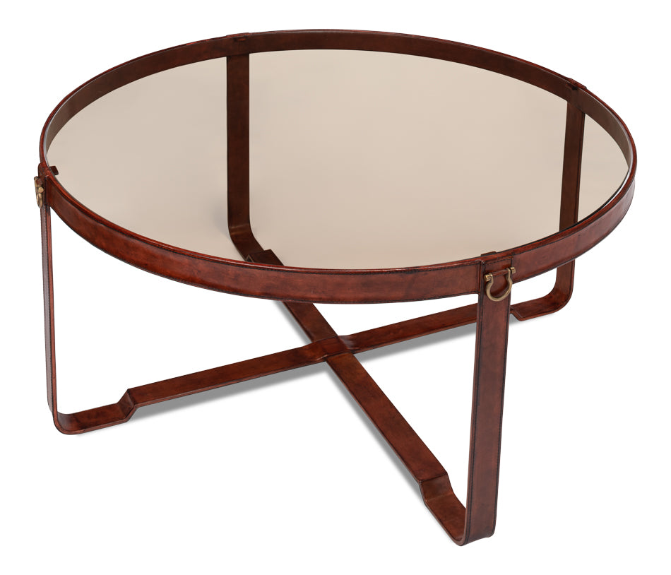 Harness Round Coffee Table by Sarreid Ltd - view 8