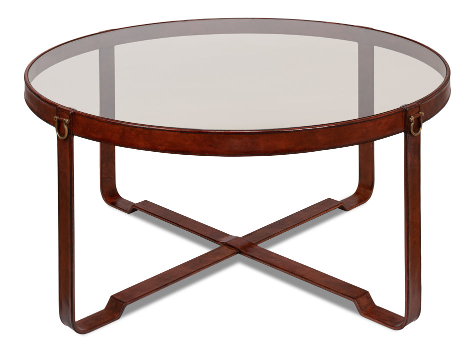 Harness Round Coffee Table by Sarreid Ltd - view 2