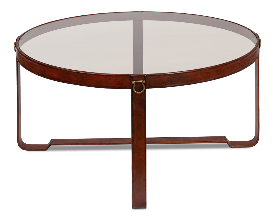 Harness Round Coffee Table by Sarreid Ltd - view 3