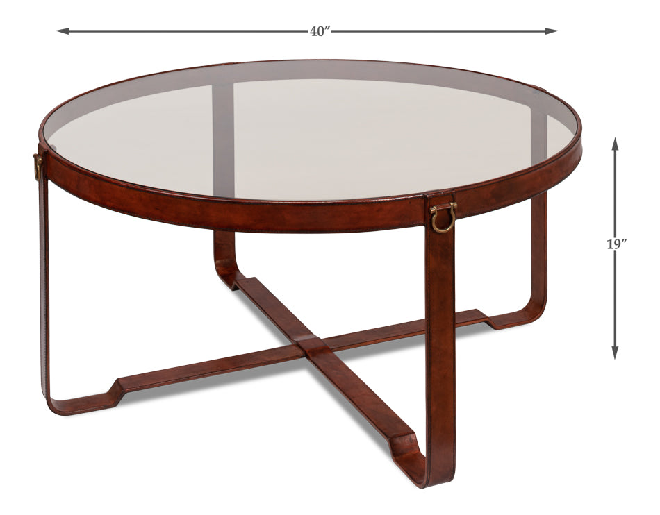 Harness Round Coffee Table by Sarreid Ltd - view 5