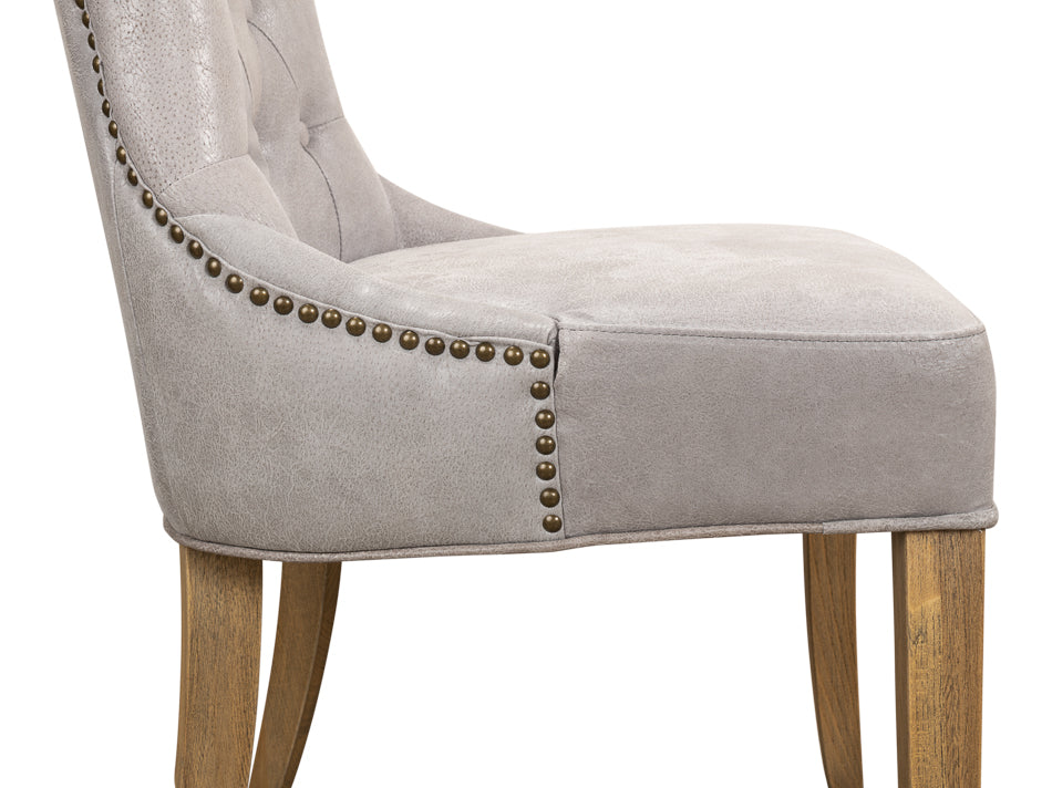Sophie Side Chair,Gray Leather by Sarreid Ltd - view 10